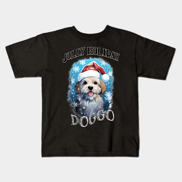 Jolly holiday doggo Kids T-Shirt by MZeeDesigns